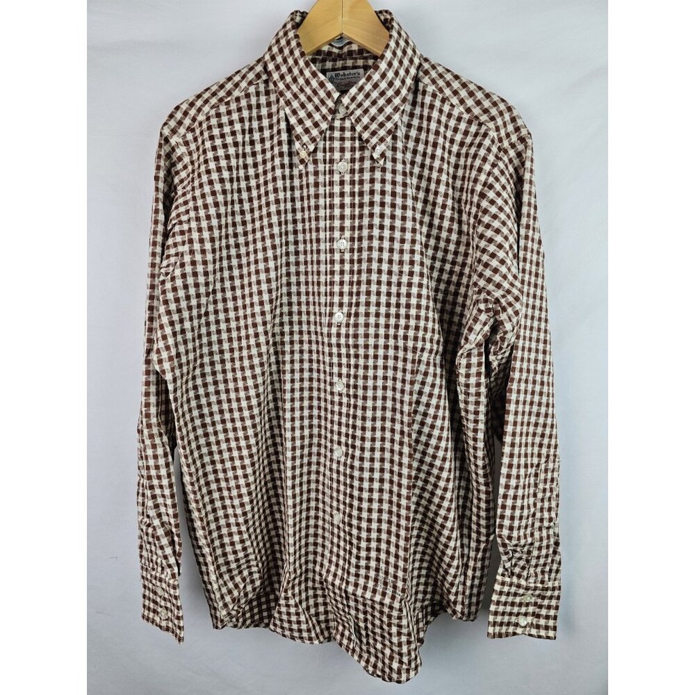 Creighton Shirtmakers Men's Vintage Shirt Size 16 1/2 Brown Long Sleeve 70s USA